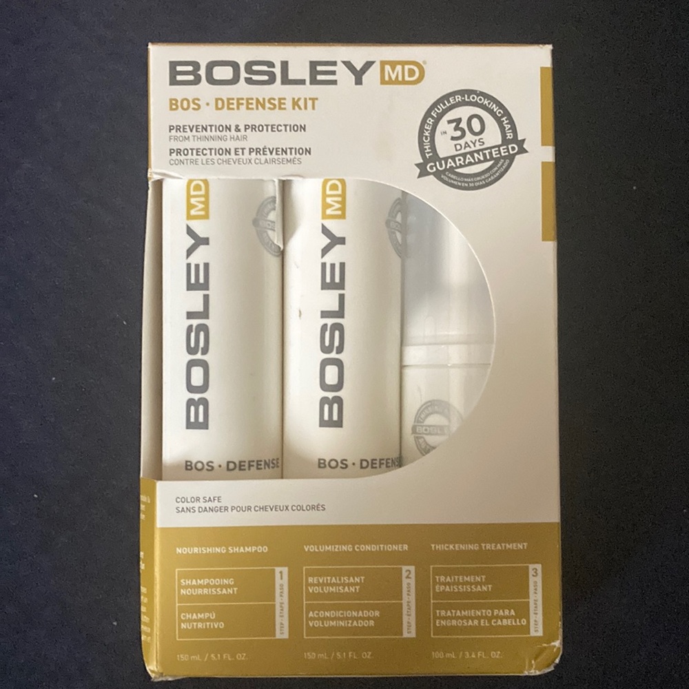 Bosley MD Defense Kit for Thinning Hair Color Safe Three Piece Kit